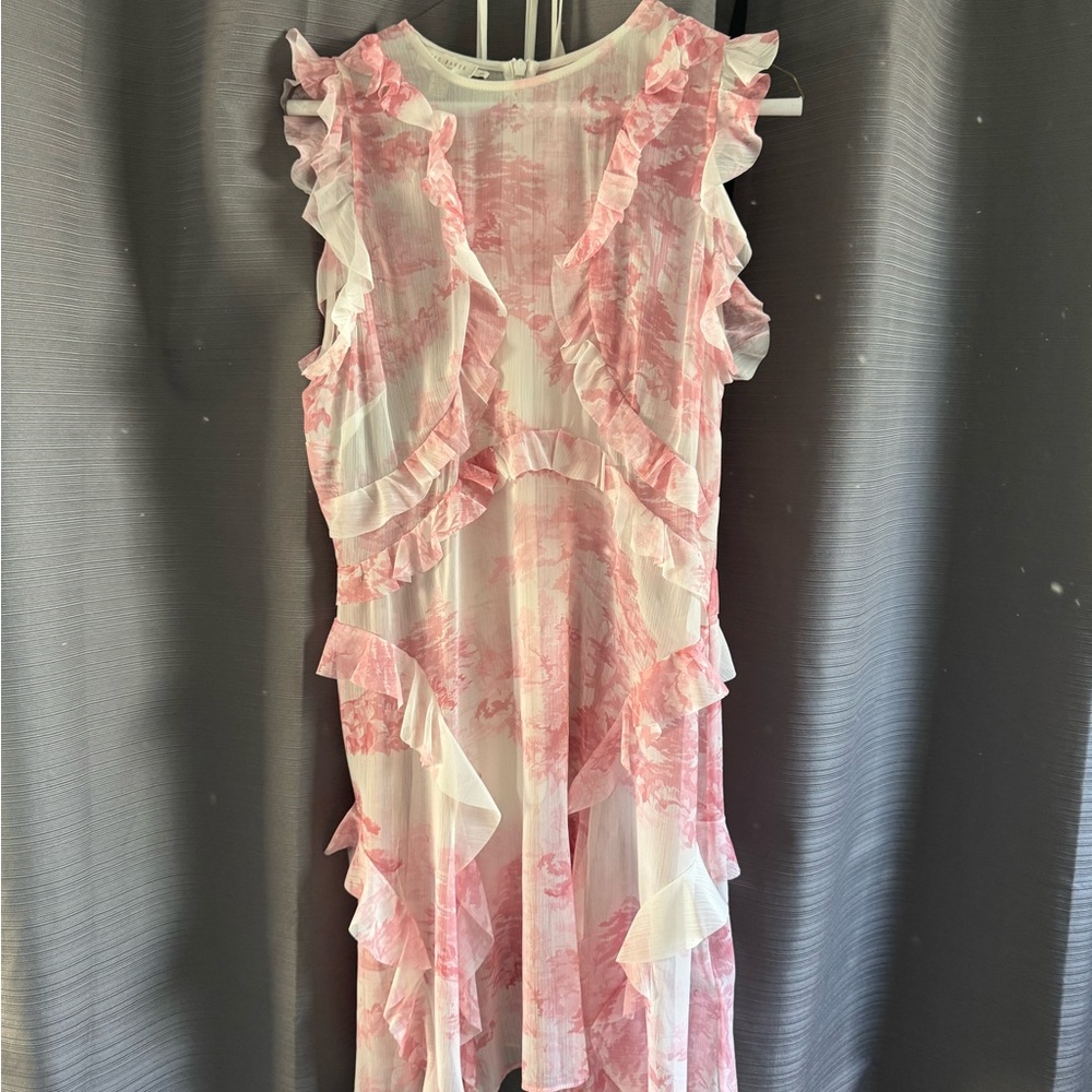 Ted Baker Kenedi Waterfall Ruffled Mini Dress with Slip Liner Size 3 (US 5/6) - Picture 3 of 9